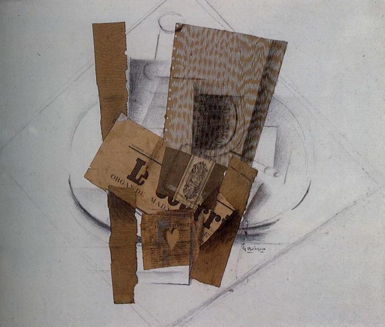 Georges Braque. Newspaper, Bottle, Packet of Tobacco.