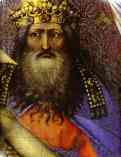 Robert Campin. Mourning Trinity (Throne of God). Detail.