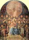 Andrea del Castagno. Madonna and Child with Angels, SS. John the Baptist and Jerome, and Two Youths from the Pazzi Household.