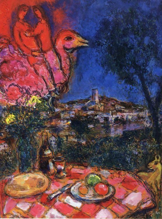 Marc Chagall. Laid Table with View of Saint-Paul de Vance.