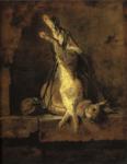 Jean-Baptiste-Simeon Chardin. Wild Rabbit with Game-Bag and Powder Flask.