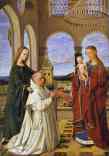 Petrus Christus. Madonna and Child with St. Barbara and a Carthusian Monk (Exeter Madonna).