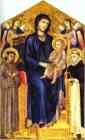 Cimabue. Madonna and Child Enthroned with Two Angels and St. Francis and St. Dominic.