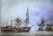 John Constable. 'His Majesty's Ship "Victory", Capt. E. Harvey, in the Memorable Battle of Trafalgar between two French Ships of the Line'.