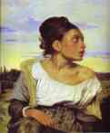 Eugène Delacroix. Girl Seated in a Cemetery.