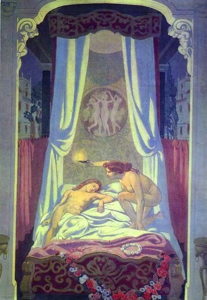 Maurice Denis. The Story of Psyche. Panel 3: Psyche Discovers her Misterious Lover is Cupid.