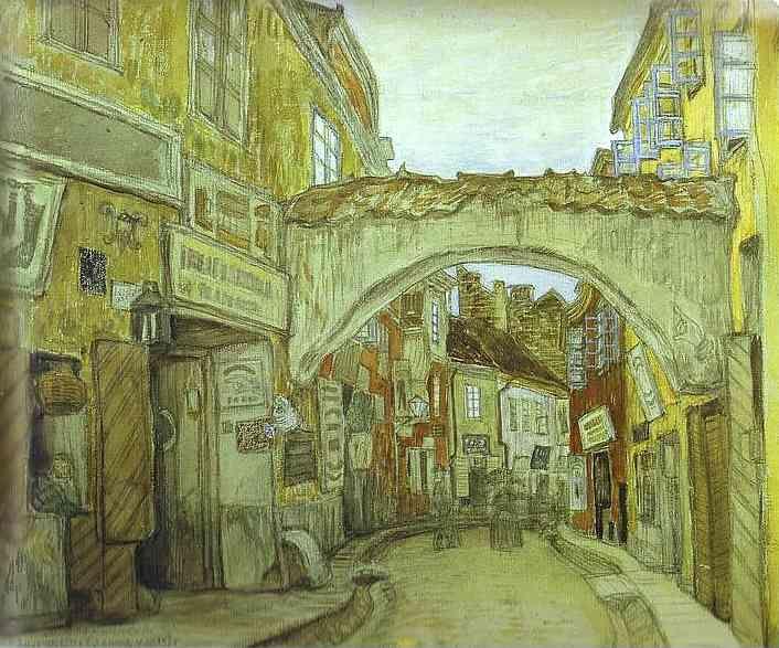 Mstislav Dobuzhinsky. Glassmakers' Street in Vilno.