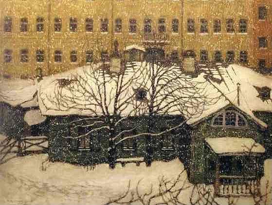 Mstislav Dobuzhinsky. A Small House in St. Petersburg.