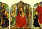 Gerard David. The Virgin and Child between Angel Musicians, with the Donor, His Wife and Family, known as the Triptych of the Sedano Family.