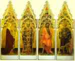 Gentile da Fabriano. St. Mary Magdalene, St. Nicholas of Bari, St. John the Baptist, St. George. Side panels of the Quaratesi Polyptych.