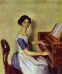 Pavel Fedotov. Portrait of N. P. Zhdanovich at the Harpsichord.
