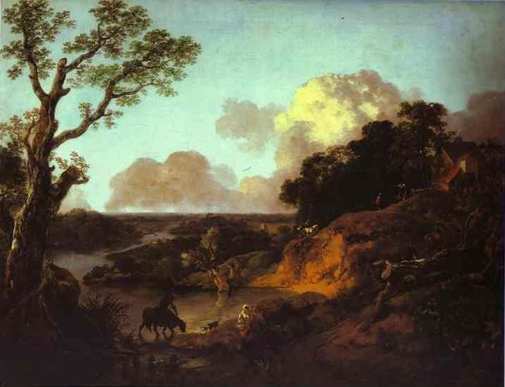 Thomas Gainsborough. River Landscape with Rustic Lovers.