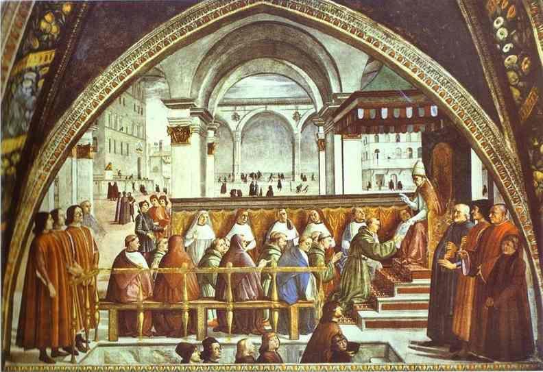 Domenico Ghirlandaio. The Confirmation of the Rule of the Order of St. Francis by Pope Honorius III. Detail.
