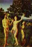 Hugo van der Goes. The Fall of Adam (left side of a diptych).