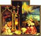 Matthias Grünewald. Concert of Angels (left) and Nativity (right).