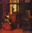 Pieter de Hooch. A Woman Reading a Letter.