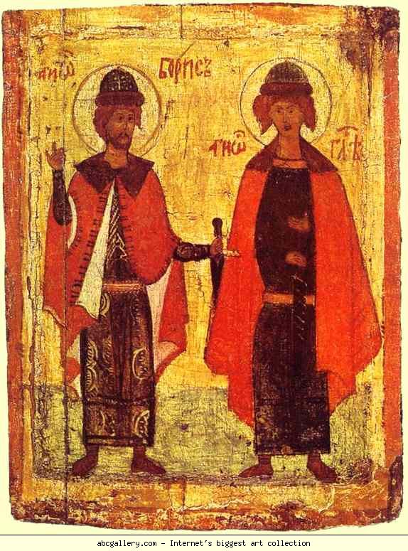 Russian Icon. Saints Boris and Gleb.