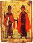 Russian Icon. Saints Boris and Gleb.