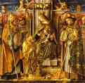 Carlo Crivelli. Madonna and Child Enthroned with Presentation of the Keys to St. Peter, with Saints John of Capistrano, Emidius, Francis, Louis of Toulouse, James of the Marches, and an Unidentified Bishop.