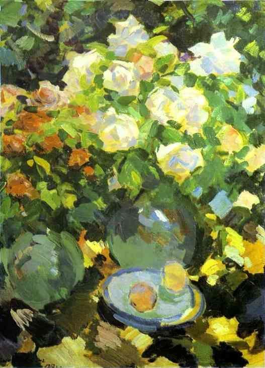 Constantin Korovin. Roses in Blue Jugs.