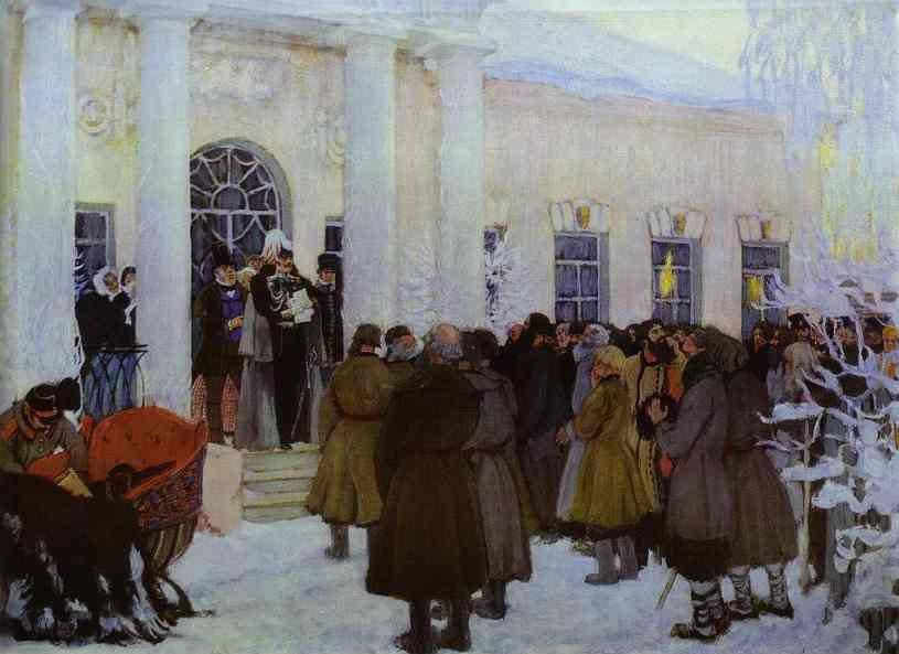 Boris Kustodiyev. Reading of the Manifest.
