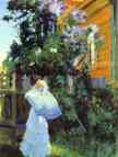 Boris Kustodiyev. Lilacs. Yu.Ye.Kustodiyeva with Daughter Irina.