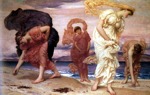 Frederick Leighton. Greek Girl Picking up Pebbles by the Sea.