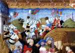 Limbourg Brothers. Les trÄ�s riches heures du Duc de Berry. January. A New Year's Day Feast including Jean de Berry. Detail.