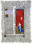 Limbourg Brothers. The Belles Heures of Jean de France, Duke de Berry. Page with Jean de Berry Praying.
