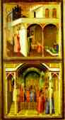 Ambrogio Lorenzetti. St. Nicholas Offers Three Girls Their Dowry and St. Nicholas is Elected Bishop of Mira.