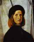 Lorenzo Lotto. Portrait of a Young Man against a White Curtain.