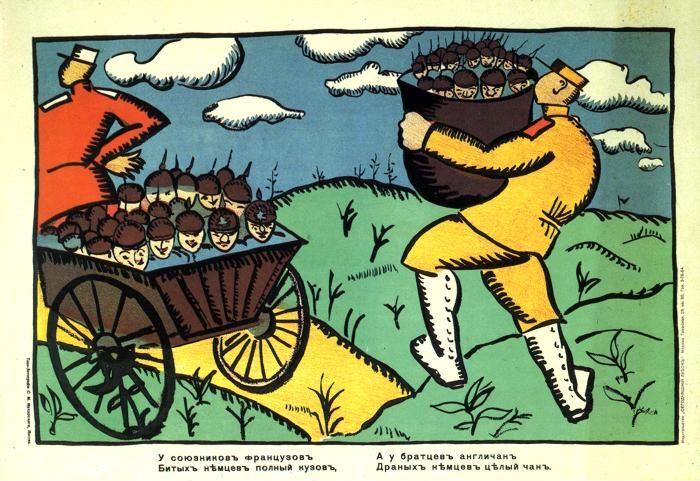 Kazimir Malevich. Propaganda poster: French Allies.