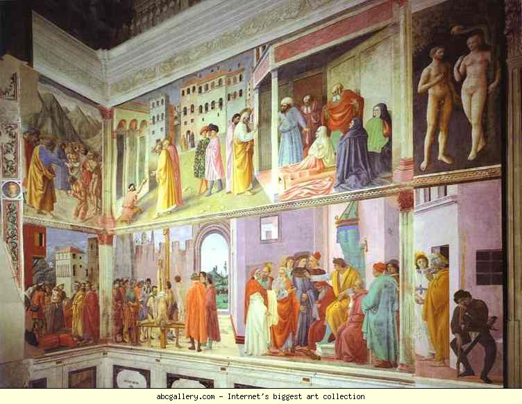 Brancacci Chapel. General view of the right wall.