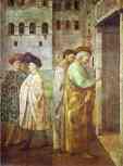 Masolino. Healing of a Cripple and the Raising  of Tabitha (detail).
