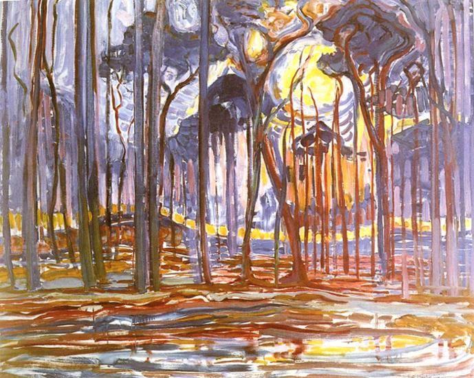 Piet Mondrian. Woods near Oele. / Bos bij
 Oele.