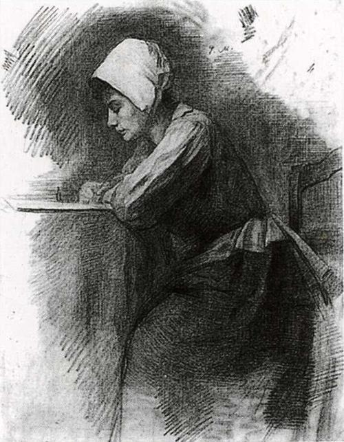 Piet Mondrian. Girl Writing. / Schrijvend
 meisje.