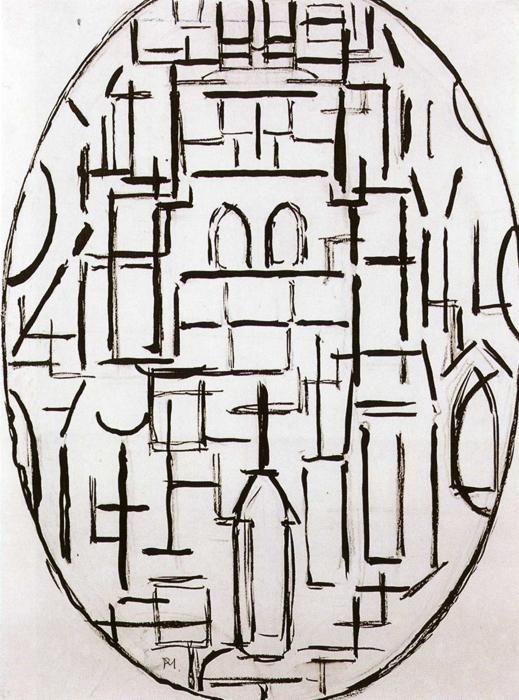 Piet Mondrian. Church at Damburg. / Kerk
te Domburg.
