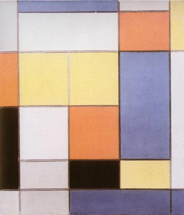 Piet Mondrian. Composition with Red, Blue
and Yellowish-Green / Compositie met rood, blauw en geel-groen.