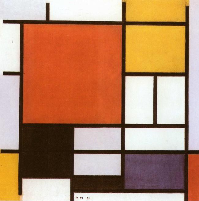 Piet Mondrian. Composition with Red, Yellow, Blue and Black / Compositie met rood, geel, blaw en swart.