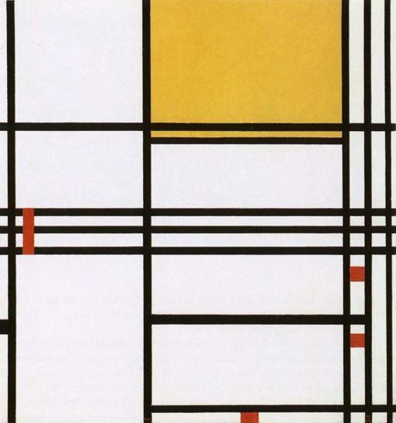 Piet Mondrian. Composition with Black, White, Yellow and Red / Compositie met zwart,wit,geel en rood.
