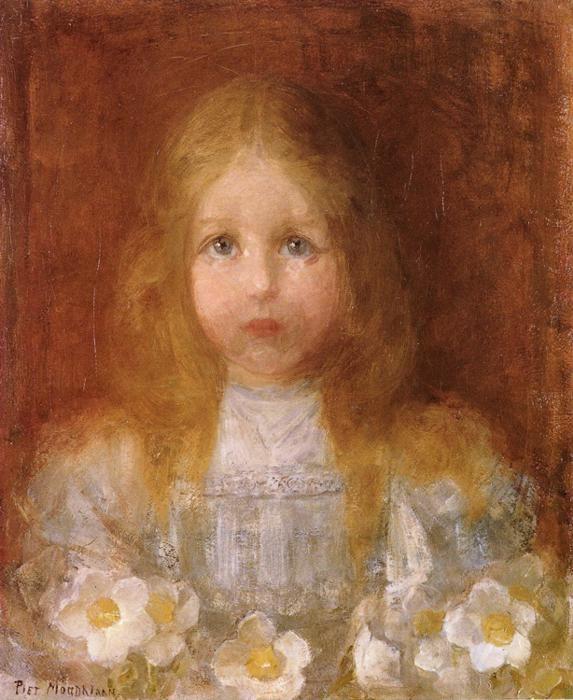 Piet Mondrian. Portrait of a Girl with Flowers
/ Meisjesportret met bloemen.