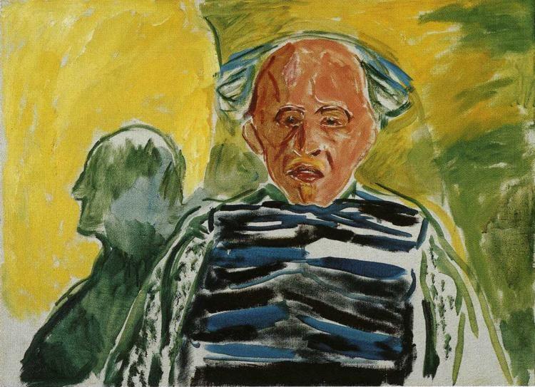 Edvard Munch. Self-Portrait with Striped
 Pullover.