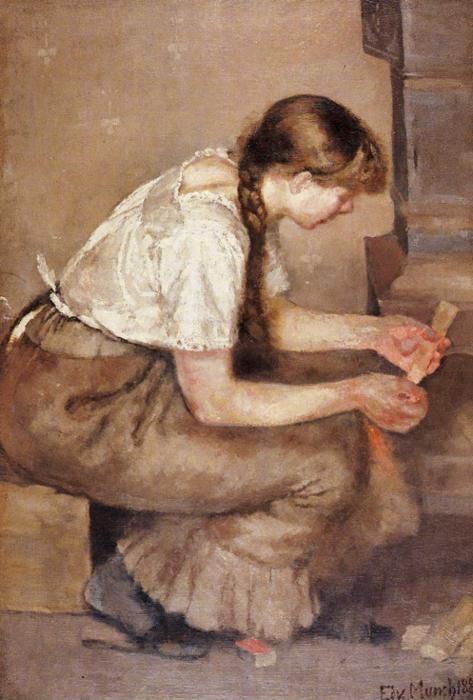 Edvard Munch. Girl Kindling a Stove.