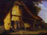 Adriaen van Ostade. A Peasant Family Outside a Cottage.
