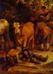 Isaack van Ostade. A Village Inn. Detail.