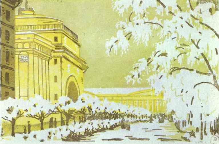 Anna Ostroumova-Lebedeva. St. Petersburg. The Admiralty Under Snow.