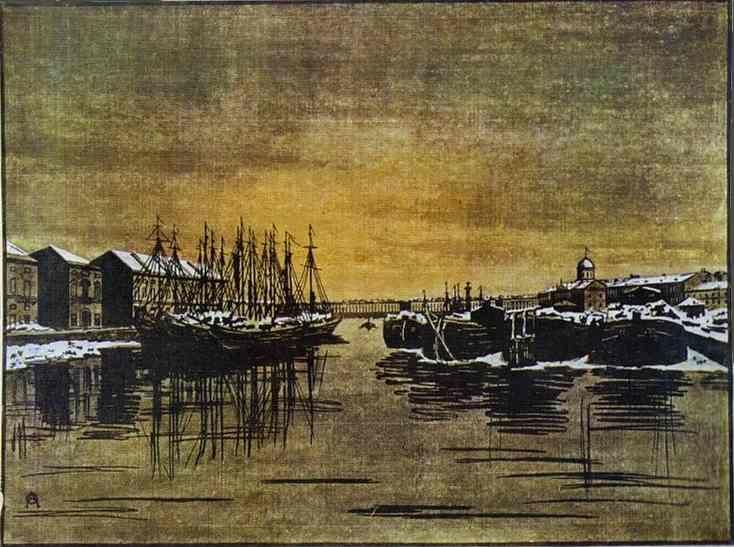 Anna Ostroumova-Lebedeva. St. Petersburg. The Biron Palace and Barques.