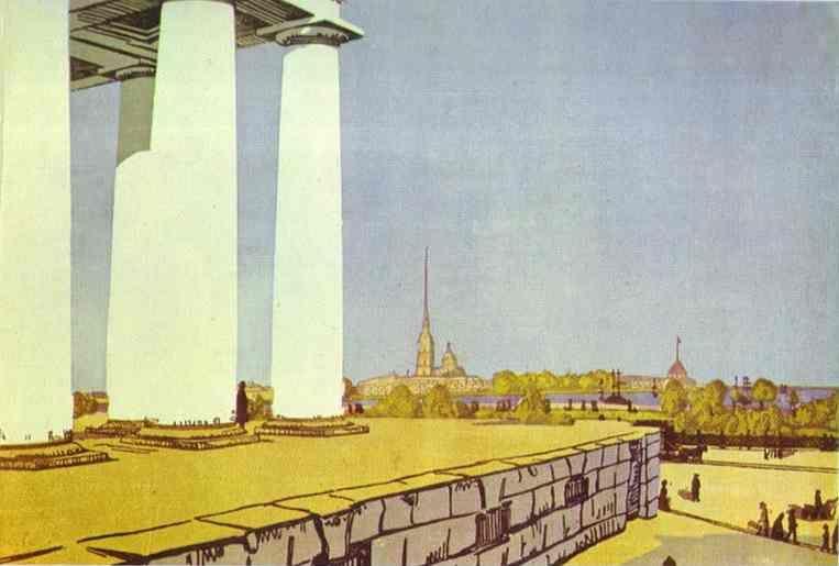Anna Ostroumova-Lebedeva. St. Petersburg. Colonnade of the Stock Exchange.