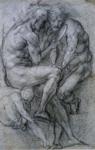Pontormo. Two Male Figures Looking in a Mirror and a Putto.