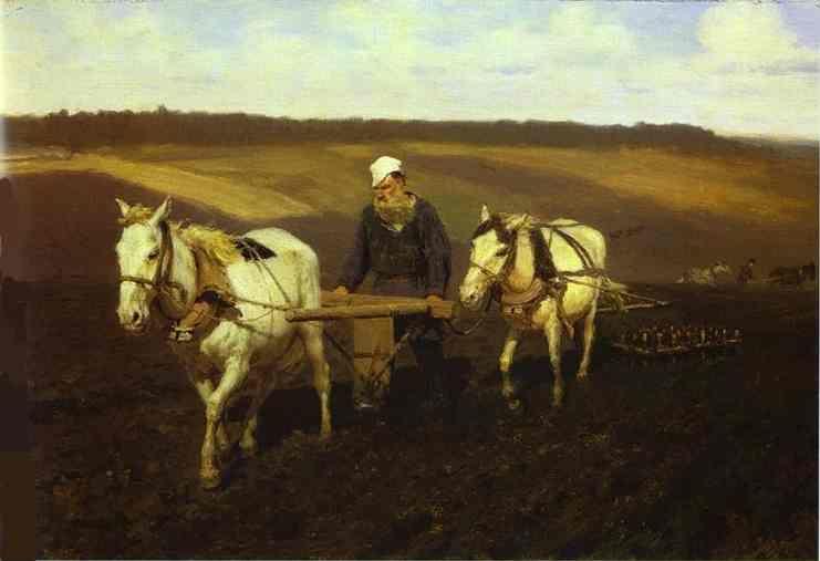 Ilya Repin. Portrait of Leo Tolstoy as a Ploughman on a Field.